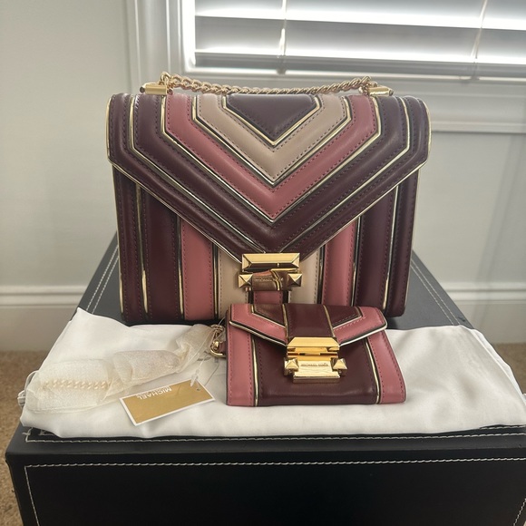 🔥🔥NWT Michael Kors Whitney Colorblock Strips Quilted (Bundle Deal) w/ wallet - Picture 5 of 14